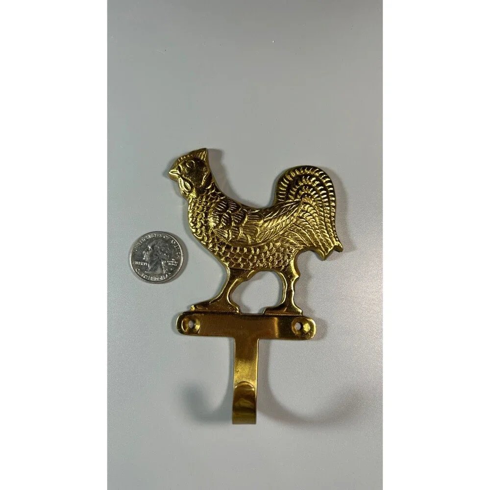 Vintage Solid Brass Chicken/Rooster Wall Mounted Hook
